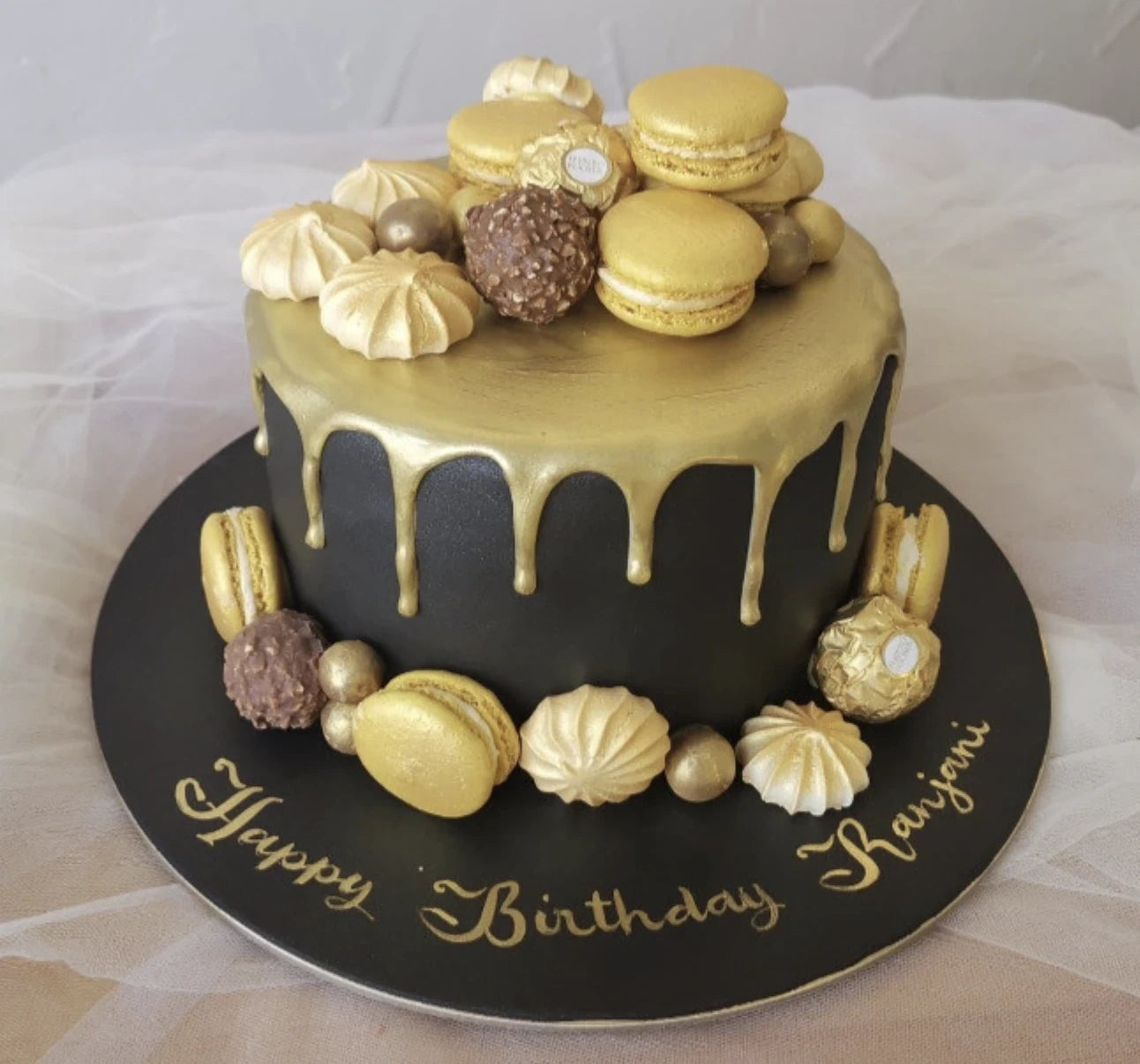 Black and Gold Drip Cake